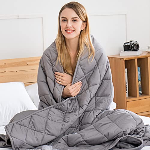 jaymag Weighted Blanket for Adult Children Kids 7kg Heavy Blanket for Autism Anxiety Insomnia Stress Relief, Sensory Calming Therapy Blankets, 100% Oeko-Tex Cotton, 135x200cm, Grey, WB-BG-001