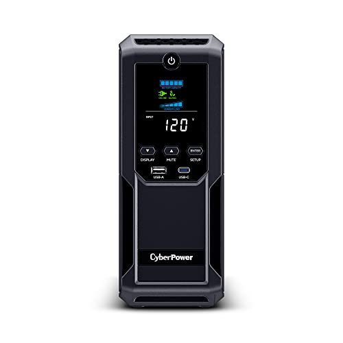 CyberPower BRG1500AVRLCD2 Intelligent LCD UPS System, 1500VA/900W, 12 Outlets 2 USB Ports, AVR, Mini-Tower, 5-Year Warranty - 1500VA NEW