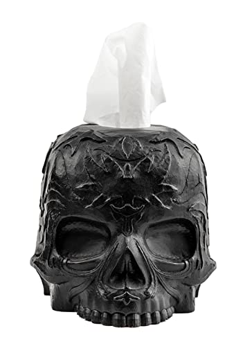 Death Decor Skull Tissue Box Cover Square Black