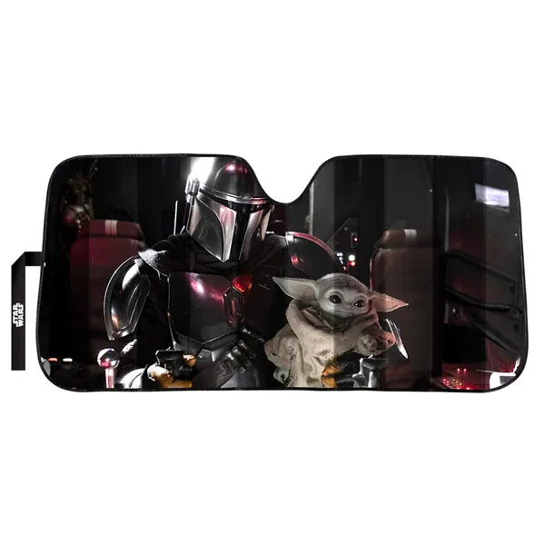 Plasticolor 003952R01Star Wars Mandalorian Baby Yoda The Child Accordion Sunshade for Car Truck or SUV - 