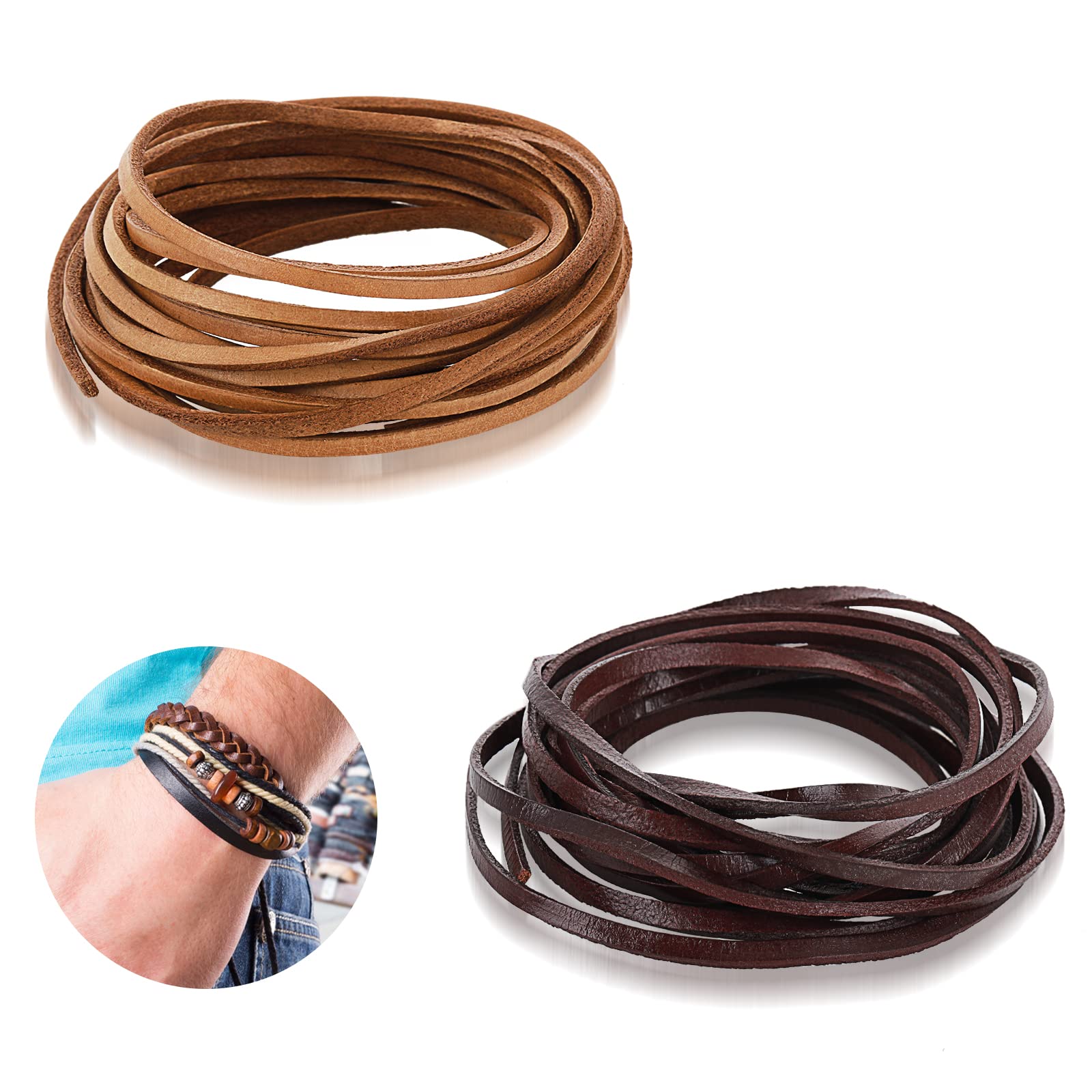 2 rolls 3mm flat leather strips