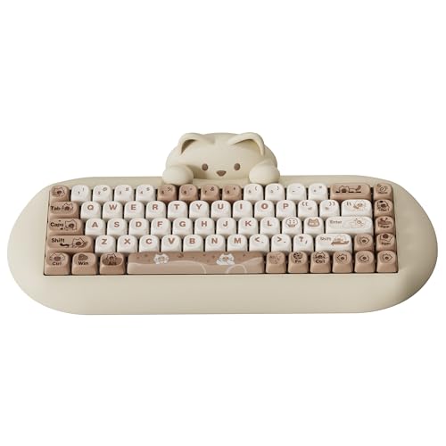 YUNZII C68 Wireless Mechanical Keyboard, 65% Gaming Keyboard Hot Swap,Triple Mode BT5.0/2.4G/Wired,RGB Backlit NKRO,Cute Cat Silicone Ergonomic Keyboard for Win/Mac（Milk Switch，Brown Cat - Milk Switch - Brown