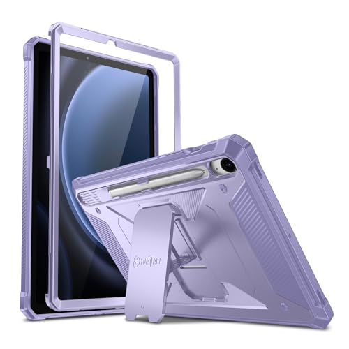 Fintie Shockproof Case for Samsung Galaxy Tab S9 FE 10.9 Inch/Galaxy Tab S9 11 Inch 2023, Tuatara Rugged Unibody Hybrid Full Protective Bumper Kickstand Cover Built-in Screen Protector (Purple) - Purple