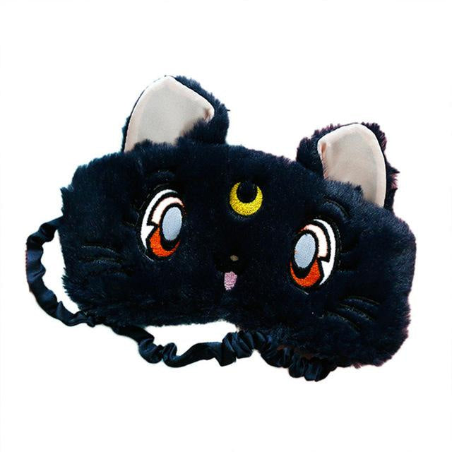Furry Kitten Sleep Mask - Black
