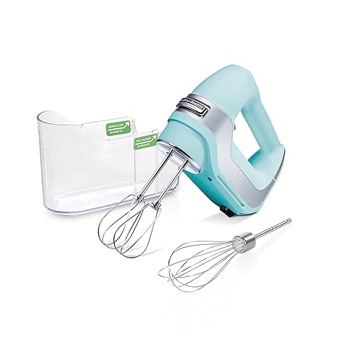 Hamilton Beach Professional 5-Speed Electric Hand Mixer with Snap-On Storage Case, QuickBurst, Stainless Steel Twisted Wire Beaters and Whisk, Mint (62658) - Mint