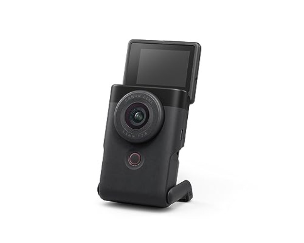 Canon PowerShot V10 Vlog Camera for Content Creators, 19mm Wide-Angle Lens, 1" CMOS Sensor, 4K Video, Face-Tracking, Built-in Microphone, Image Stabilization, Webcam, Live Streaming, Black - Black