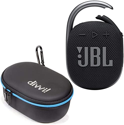 JBL Clip 4 Portable Bluetooth Wireless Speaker Bundle with divvi! Protective Hardshell Case - Pink - Black