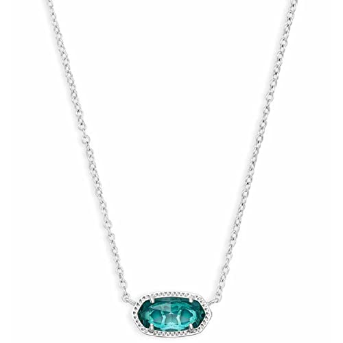 Kendra Scott Elisa Pendant Necklace for Women, Fashion Jewelry, 14k Gold-Plated - RHODIUM - LONDON BLUE