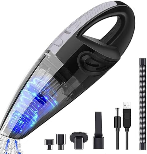 MK.Dull Handheld Vacuum Cleaner, Cordless Rechargeable Lightweight Portable Mini Hand Vac with Powerful Cyclonic Suction for Wet Dry Car Pet Hair Home Use (Black) - black