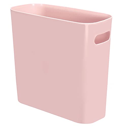 Youngever 5.5 Liter Slim Trash Can, Plastic Garbage Container Bin, Small Trash Bin with Handles for Home Office, Living Room, Study Room, Kitchen, Bathroom (Pink) - Pink