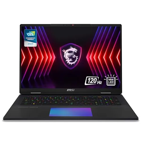MSI Titan 18 HX 1” 120Hz MiniLED UHD+ Gaming Laptop: Intel Core i9-14900HX, NVIDIA Geforce RTX 4090, 128GB DDR5, 4TB NVMe SSD, 2X Thunderbolt 4, Cooler Boost 5, Win 11 Pro: Black A14VIG-036US