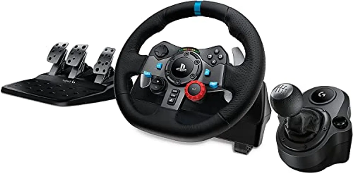Logitech G29 Driving Force Race Wheel + Logitech G Driving Force Shifter Bundle for PS3 and PS4 (Renewed)