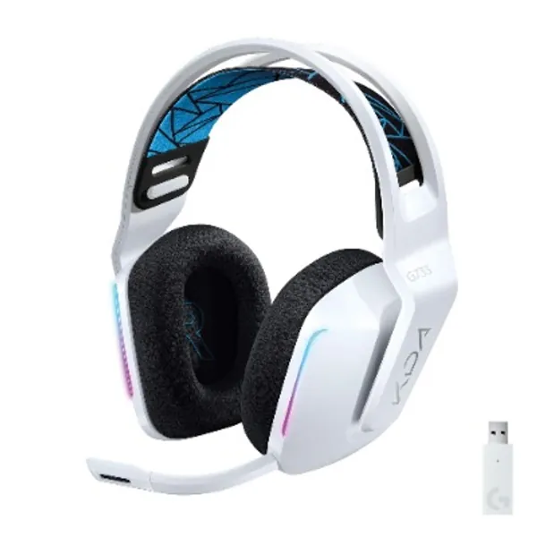 Logitech G733 K/DA Lightspeed Wireless Gaming Headset, LIGHTSYNC RGB, Blue VO!CE Mic, PRO-G Audio, DTS Headphone:X 2.0, Official League of Legends Gaming Gear, Compatible with PC/Playstation - White