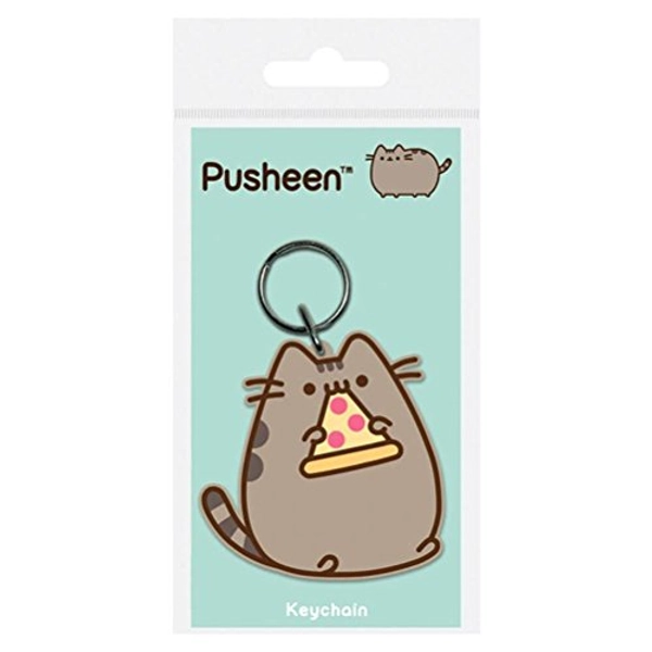 Pusheen Pizza, Schlüsselanhänger aus Gummi, 4.5 x 6 cm, Mehrfarbig