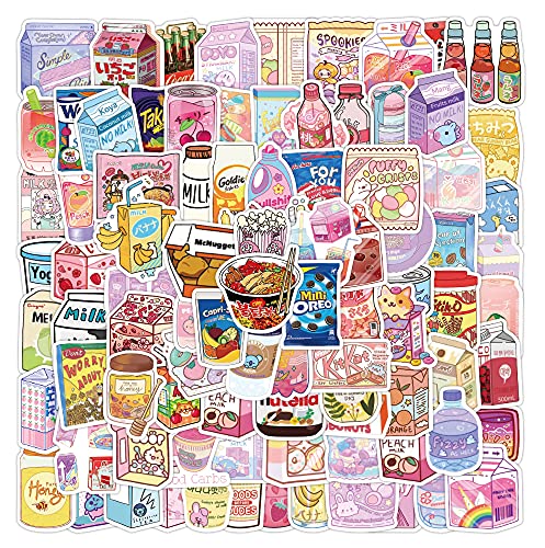 100pcs Cute Snack Stickers Food Stickers Drink Stickers Kawaii Small Beverage Stickers Korean Stickers for Water Bottles Laptop Scrapbook Daily Planner, Food Stickers for Teens/Boys/Girls/Adults - snack