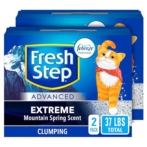 Fresh Step Clumping Cat Litter, Advanced, Extreme Mountain Spring Odor Control, Extra Large, 37 Pounds total (2 Pack of 18.5lb Boxes) - Extreme - 37 lb
