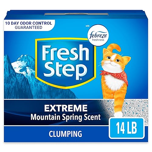 Fresh Step Extreme Clumping Litter With Febreze Freshness, Mountain Spring Scent Clumping Cat Litter With Guaranteed Odor Control, 14 lb. Box - Extreme - 14 lb