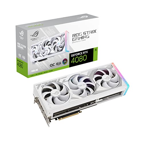 ASUS ROG Strix GeForce RTX 4080 OC Edition Gaming Graphics Card White (PCIe 4.0, 16GB GDDR6X, HDMI 2.1a, DisplayPort 1.4a) - ROG STRIX RTX4080 O16G - WHITE