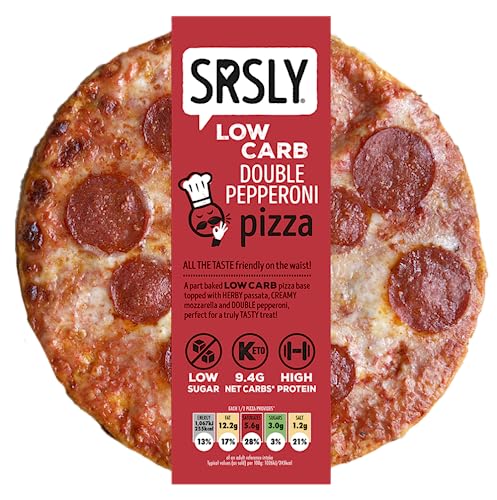 SRSLY Low Carb Double Pepperoni Pizza | 9 Inch | Multipack of 3 | Keto | Low Carb | Low Sugar | High Protein | Halal