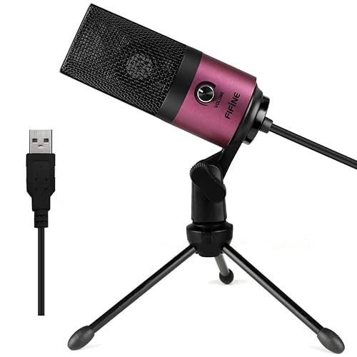 FIFINE USB Podcast Condenser Microphone Recording On Laptop, No Need Sound Card Interface and Phantom Power-K669 - Rose red