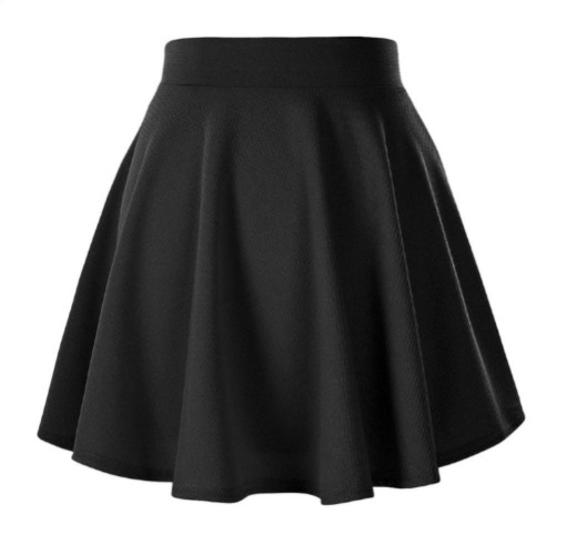 Afibi Casual Mini Stretch Waist Flared Plain Pleated Skater Skirt - X-Large Black