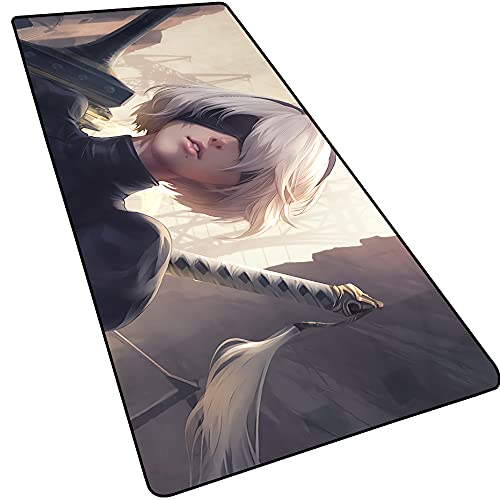 NieR:Automata Yorha No.2 Type B 2B Cool Large Anime Gaming Mouse Pad with Stitched Edges,3mm Thick Extended Mousepad,Non-Slip Rubber Base,Desk Mat for Gamer,Office & Home,35.4 x 15.7 x 0.12 inch - 35.4 x 15.7 inch I