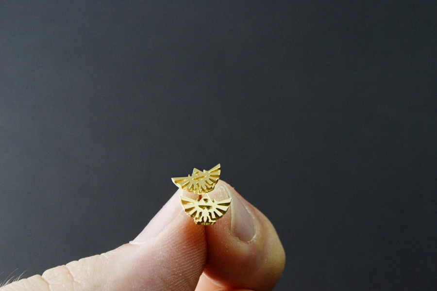 Legend of Zelda Earrings 14K Solid Gold Zelda Hyrule Crest Triforce Jewelry Zelda Geek Nerd Cosplay Gift