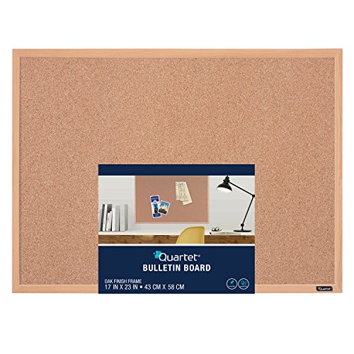Quartet 35-380342Q Corkboard, Framed Bulletin Board, 17" x 23" Cork Board, Oak Finish Frame, Brown - 17 x 23-inches - Board