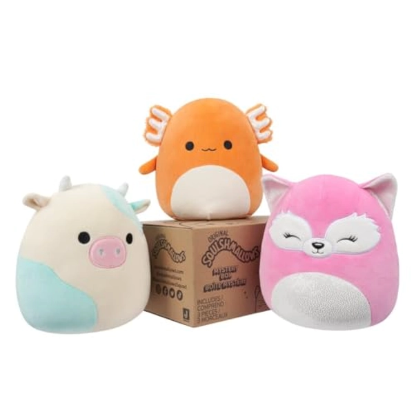 Squishmallows Official Kellytoy 8" Plush Mystery Pack - Styles Will Vary in Surprise Box That Includes Three 8" Plush - Box
