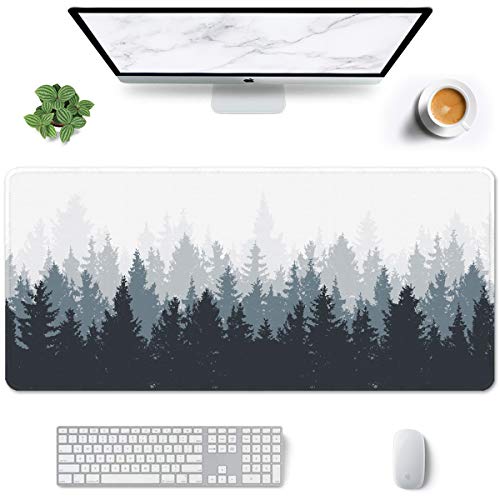 Auhoahsil Large Mouse Pad, Full Desk XXL Extended Gaming Mouse Pad 35" X 15", Waterproof Desk Mat with Stitched Edge, Non-Slip Laptop Computer Keyboard Mousepad for Office & Home, Misty Forest Design - Ink Painting Misty Forest - XXL - Extended size 35.6”x15.8”