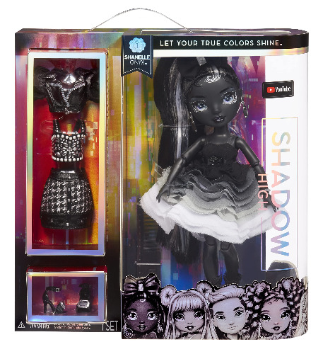 Rainbow High Shadow High Series - SHANELLE ONYX - Greyscale Fashion Doll with Straight Black Hair, Two Designer Outfits, & Accessories - Collectable - For Kids Ages 6+