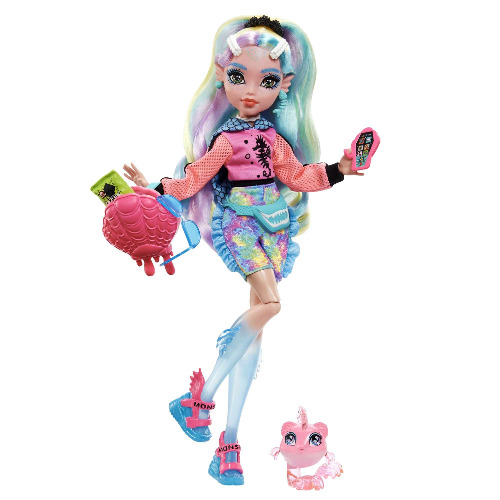 Monster High Doll, Lagoona Blue with Accessories and Pet Piranha, Posable Fashion Doll with Colorful Streaked Hair, HHK55