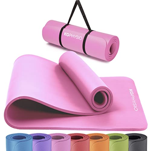 KG PHYSIO Yogamatte Rutschfest & Gepolstert - Weiche Yoga Matte mit Tragegurt, Hautfreundliche Fitnessmatte, Sportmatte Dicke 8mm, Gymnastikmatte, Gym Matte, Pilates Matte, Fitness Matte, 183x60cm - Rosa