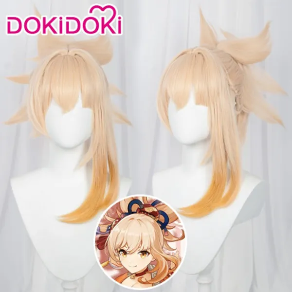 Dokidoki Game Genshin Impact Yoimiya Cosplay Wig 