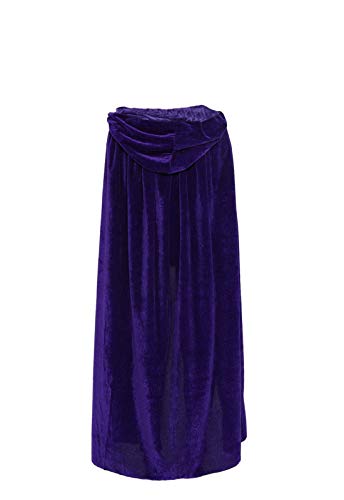 ECITY Unisex Adult Costume Velvet Hooded Cloak Role Play Halloween Xmas Party Cape (Purple, Large) - Large - Purple