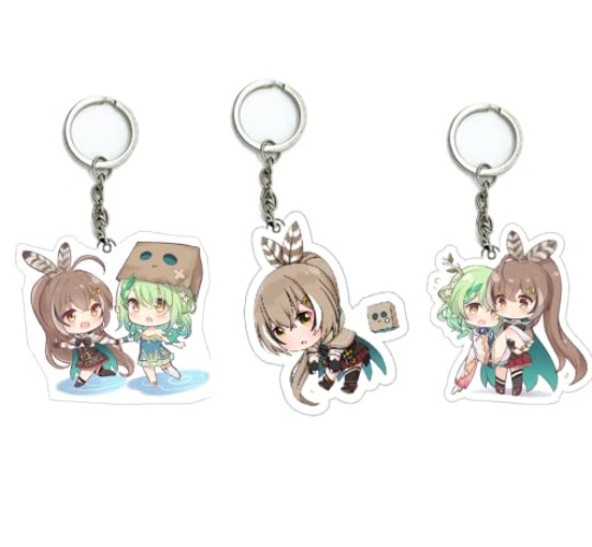 3pcs Mumei Nanashi Cosplay Keychains,Anime Cosplay Costume Pendants - One Size - 3pcs-keychains