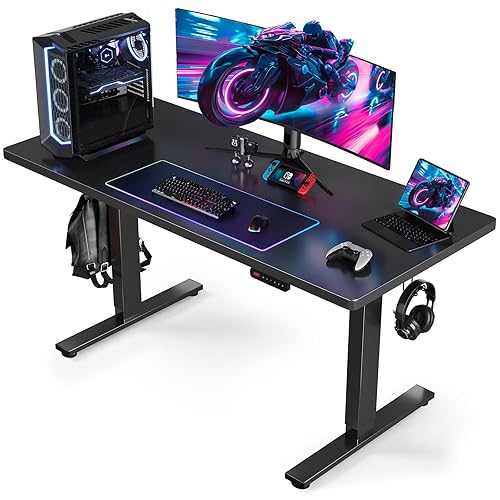 SIAGO Electric Standing Desk Adjustable - 48 x 24 Inch Sit Stand up Desk with Cable Management - 3 Memory Preset Adjustable Height Desk Computer Home Office Desk - 48 x 24 Inch - Black