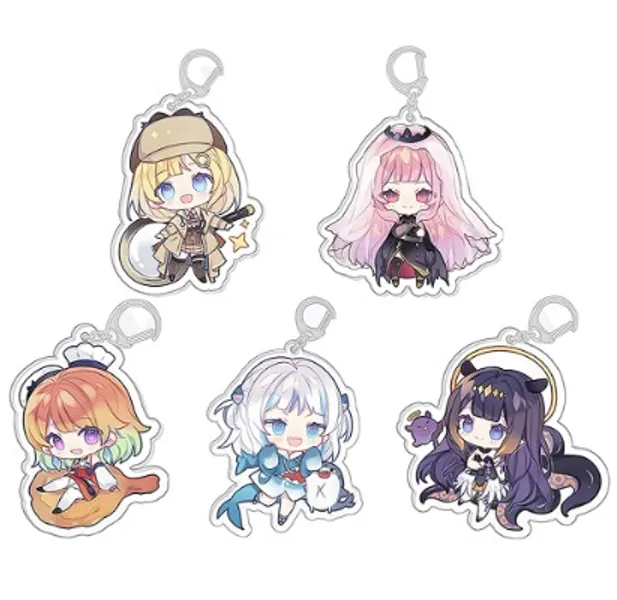 Hololive English Acrylic Keychain Cute Japanese Anime Cartoon Keychains (5Pcs)