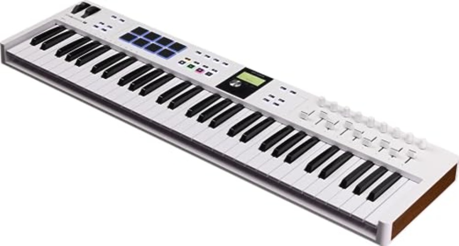 Arturia KeyLab Essential mk3 — 61 Key USB MIDI Keyboard Controller with Analog Lab V Software Included - White