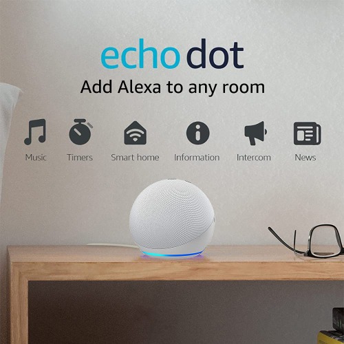 Echo Dot (4th Gen, 2020 release) | Smart speaker with Alexa | Glacier White