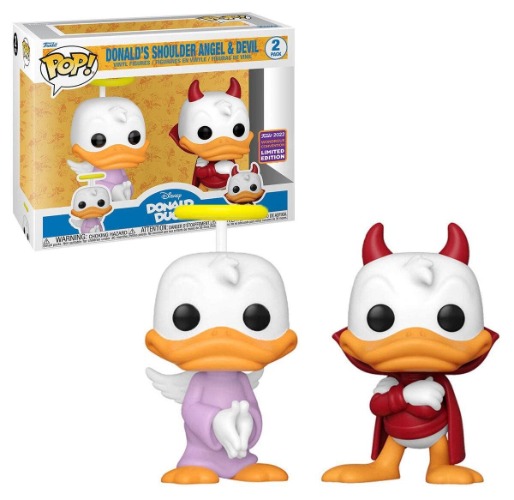 Funko PoP! Disney - Donald’s Angel and Devil WC22 Vinyl Figure 2 Pack, 10 cm Height
