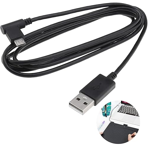 Micro USB Cable, 2m USB Cable 90 Degree Left Angle Charge Cord USB Charging Cable Replacement Data Sync Charging Cord Power Supply Cord Compatible with Wacom Drawing Tablet CTL471 CTL671 CTL680