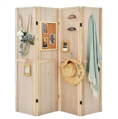 5 ft. Tall 4-Panel Pegboard Display Folding Privacy Screen Craft
