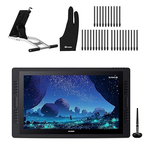 HUION 2020 Kamvas Pro 24 Drawing Monitor, 2.5K QHD Resolution with Full Laminated Screen Anti-Glare Glass Large Pen Display, 20 Express Keys & Dual Touch Bar with 8192 Pressure Levels, 23.8inch