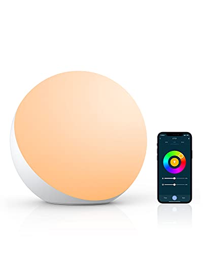 Smart Table Lamp, Dimmable Desk Lamp with App / Voice Control, LED RGB Color Changing Touch Lamp, Night Lamp for Bedroom Compatible with Alexa - Voice + APP + Touch Control