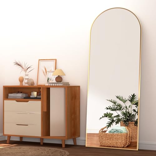 NEUWEABY Full Length Mirror 65"x22" Arch Floor Mirror with Stand Arched Mirror Full Body Mirror Gold Standing Hanging or Leaning Against Wall for Bedroom Entry, Bedroom, Living Room - 65"x22" - Gold