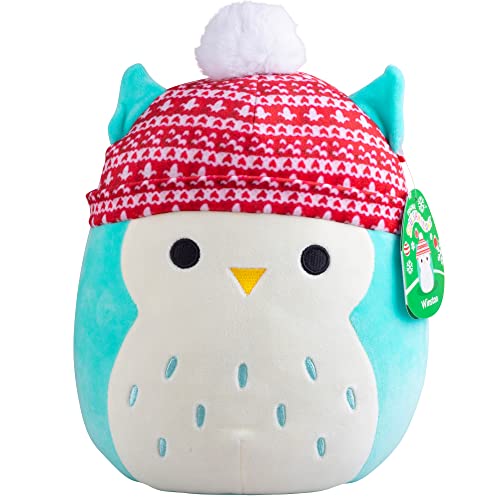 Squishmallows 10" Winston The Owl Christmas Plush - Officially Licensed Kellytoy - Collectible Soft & Squishy Owl Stuffed Animal Toy - Gift for Kids, Girls & Boys - 10 Inch