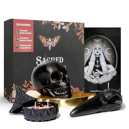 Sacred Luxury Skull Candle Set - Witchy Gifts for Women | Gothic Candles | Goth Gifts for Women | Bleeding Skull Candle | Spooky Gifts for her | Witchy Candles