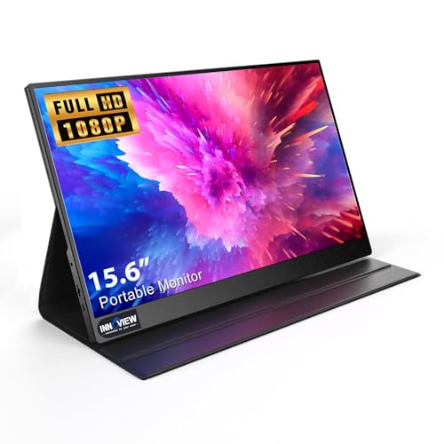 InnoView Portable Monitor, 15.6 Inch FHD 1080P HDMI USB C Second External Monitor for Laptop, Desktop, MacBook, Phones, Tablet, PS5/4, Xbox, Switch, Built-in Speaker with Protective Case - 15.6'' FHD Classic Black
