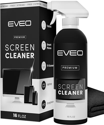 Screen Cleaner Spray (16oz) - Large Screen Cleaner Bottle - TV Screen Cleaner, Computer Screen Cleaner, for Laptop, Phone, Ipad - Computer Cleaning kit Electronic Cleaner - Microfiber Cloth Wipes - 1 Pack